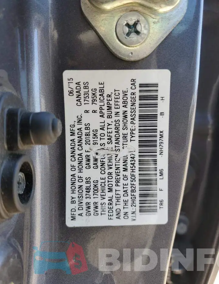 2HGFB2F50FH543471 Photo# 12