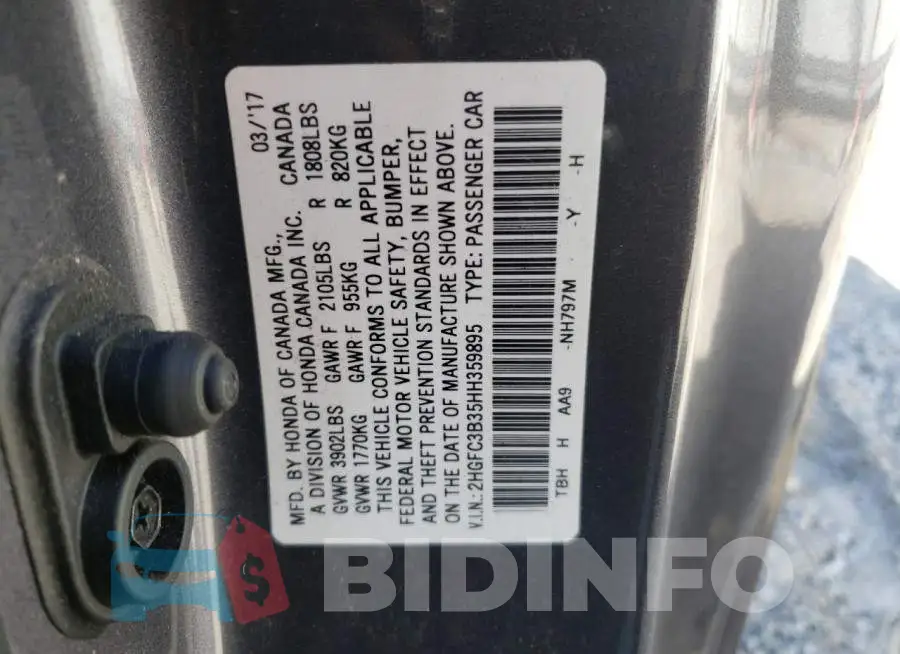 2HGFC3B35HH359895 Photo# 10