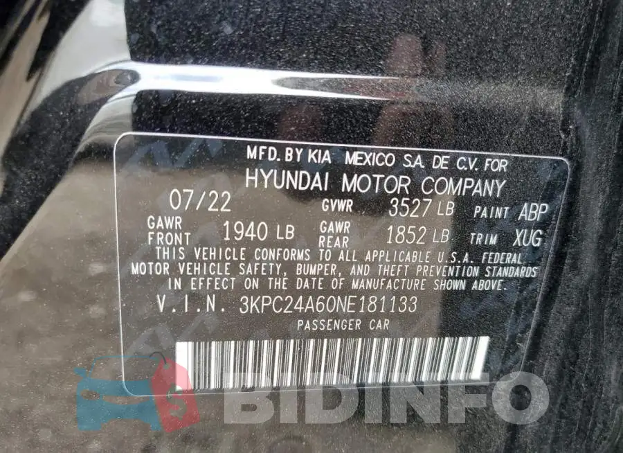 3KPC24A60NE181133 Photo# 12