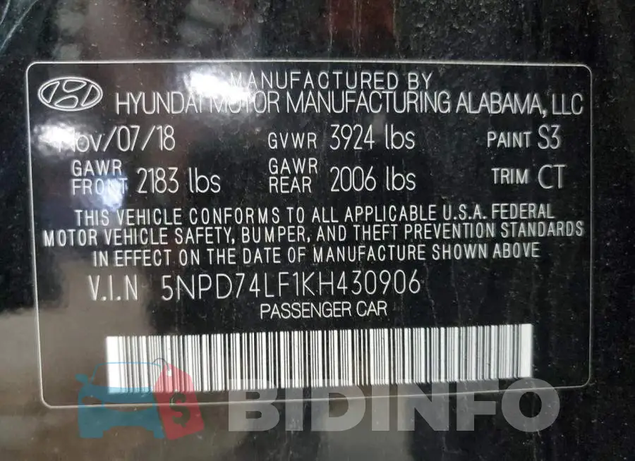 5NPD74LF1KH430906 Photo# 13
