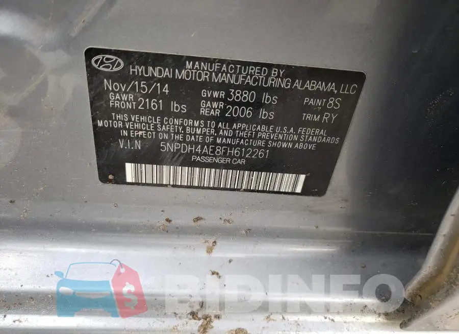 5NPDH4AE8FH612261 Photo# 12
