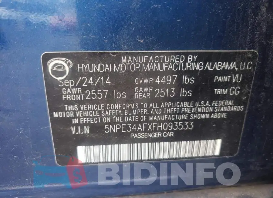 5NPE34AFXFH093533 Photo# 12