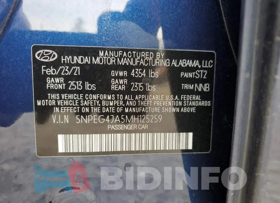 5NPEG4JA5MH125259 Photo# 12