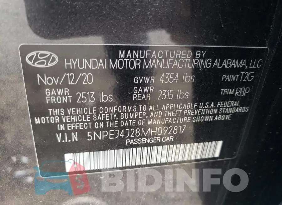 5NPEJ4J28MH092817 Photo# 12