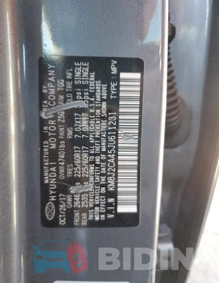 KM8J2CA45JU611231 Photo# 13