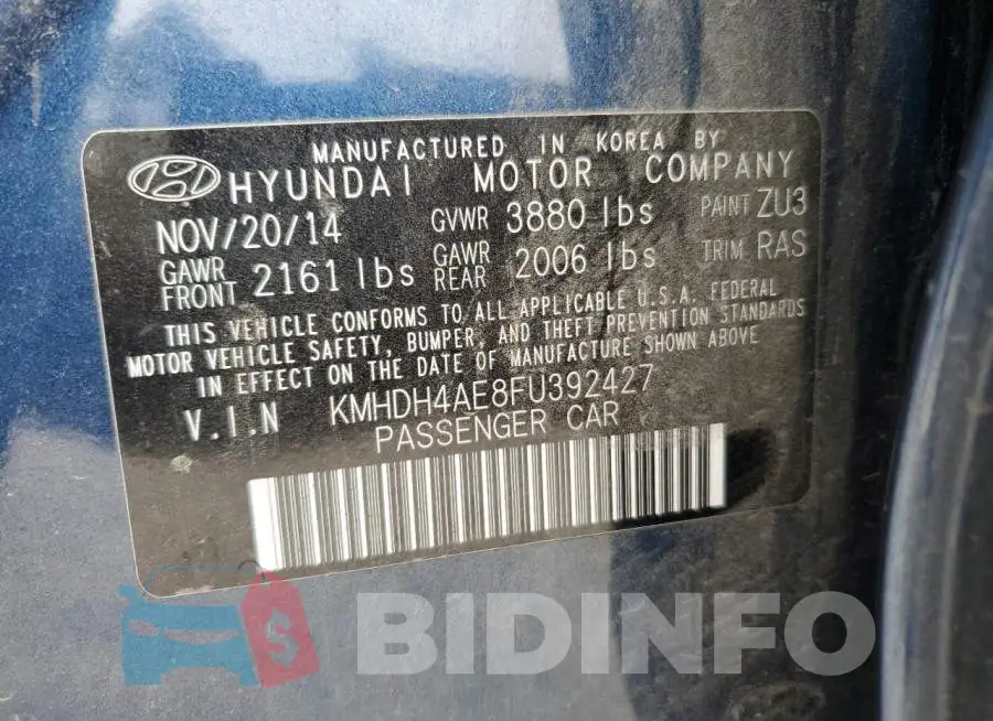 KMHDH4AE8FU392427 Photo# 12