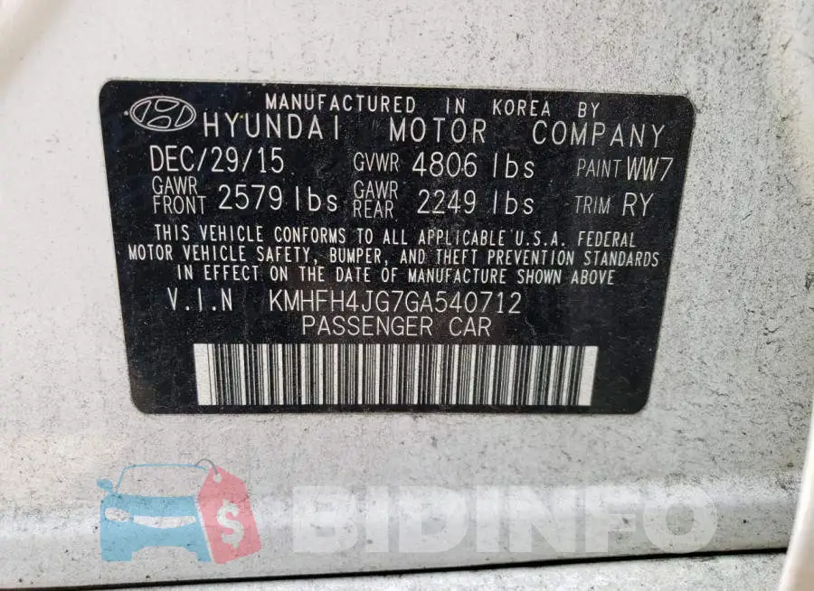 KMHFH4JG7GA540712 Photo# 12