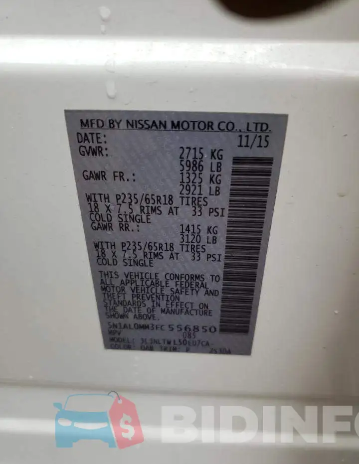 5N1AL0MM3FC556850 Photo# 13