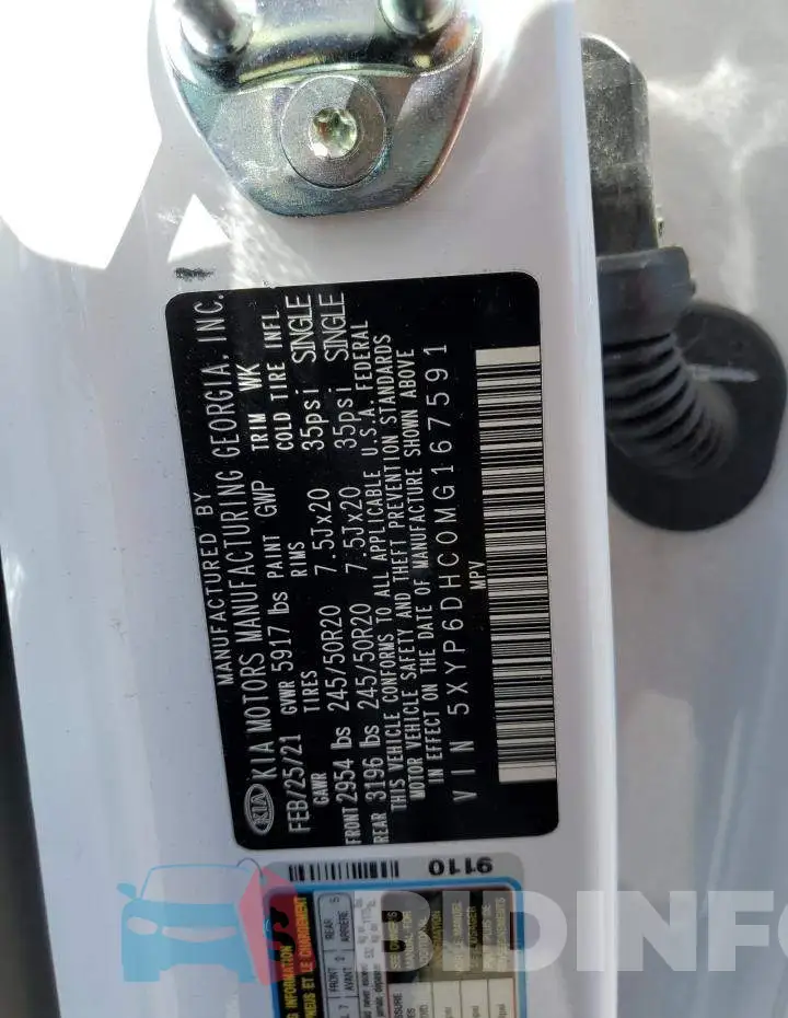 5XYP6DHC0MG167591 Photo# 13