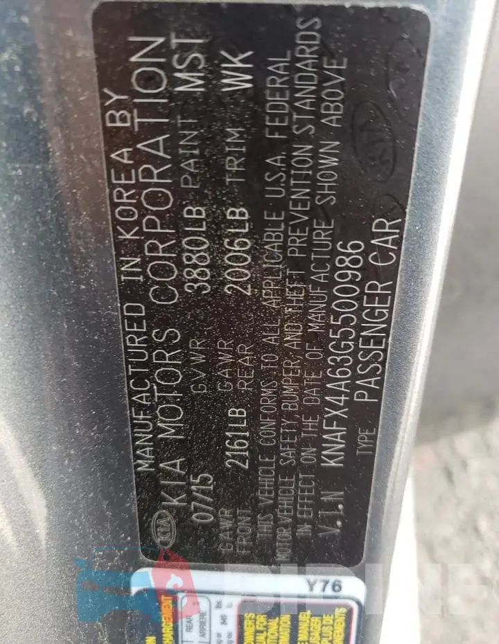 KNAFX4A63G5500986 Photo# 13