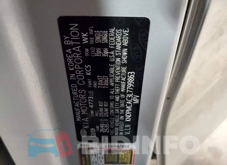 KNDPMCAC3L7799863 Photo# 12