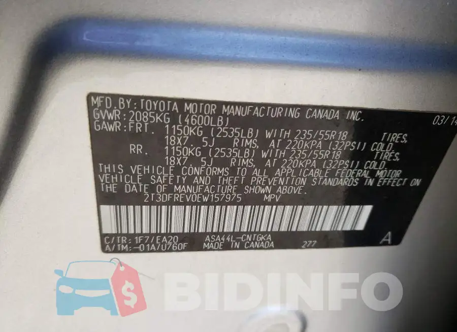 2T3DFREV0EW157975 Photo# 13