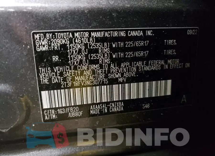 2T3F1RFV3NC307715 Photo# 13