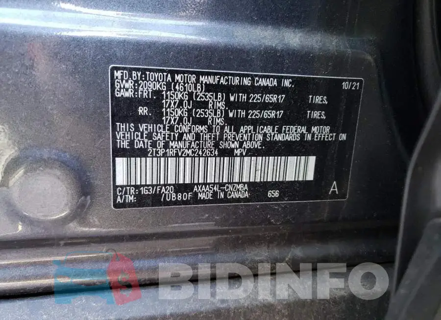 2T3P1RFV2MC242634 Photo# 13