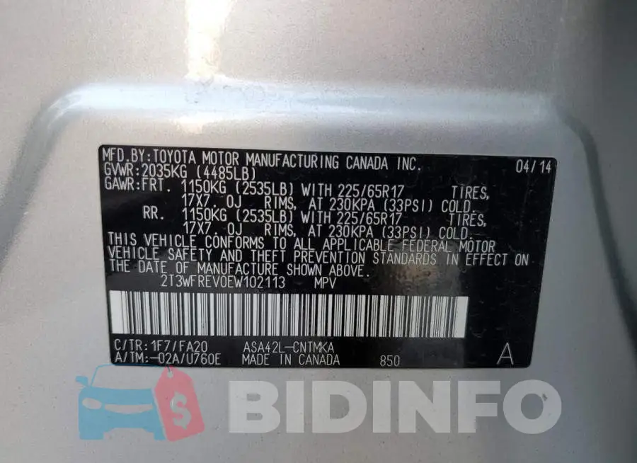2T3WFREV0EW102113 Photo# 13