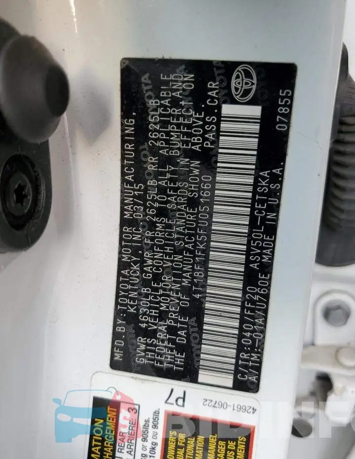 4T1BF1FK5FU051660 Photo# 12