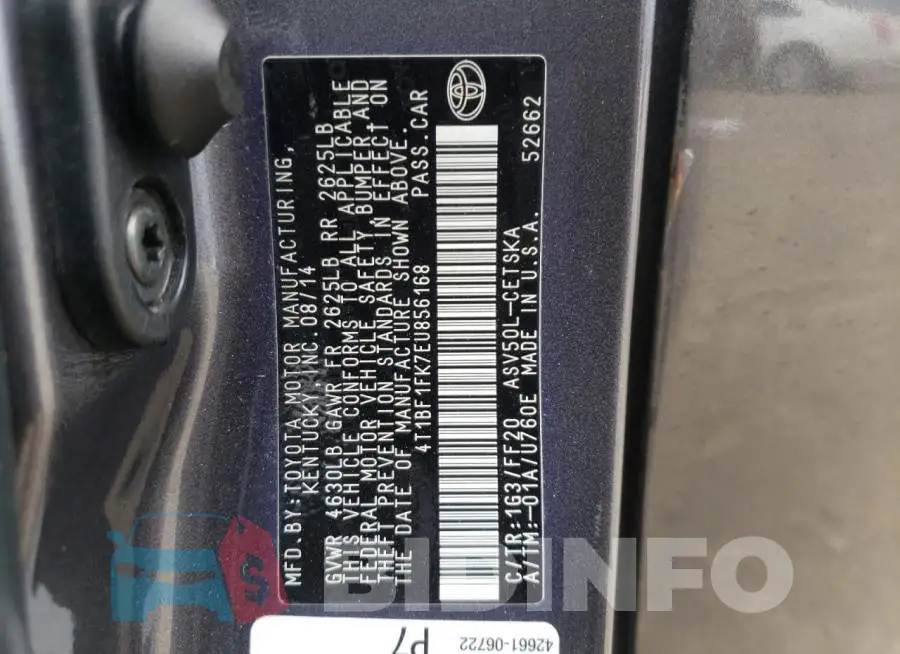 4T1BF1FK7EU856168 Photo# 13