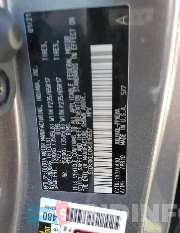 5TDKRKECXMS016657 Photo# 13