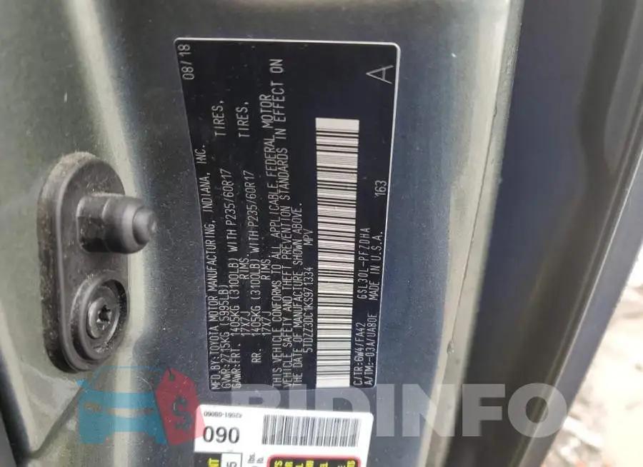 5TDZZ3DC1KS971334 Photo# 14