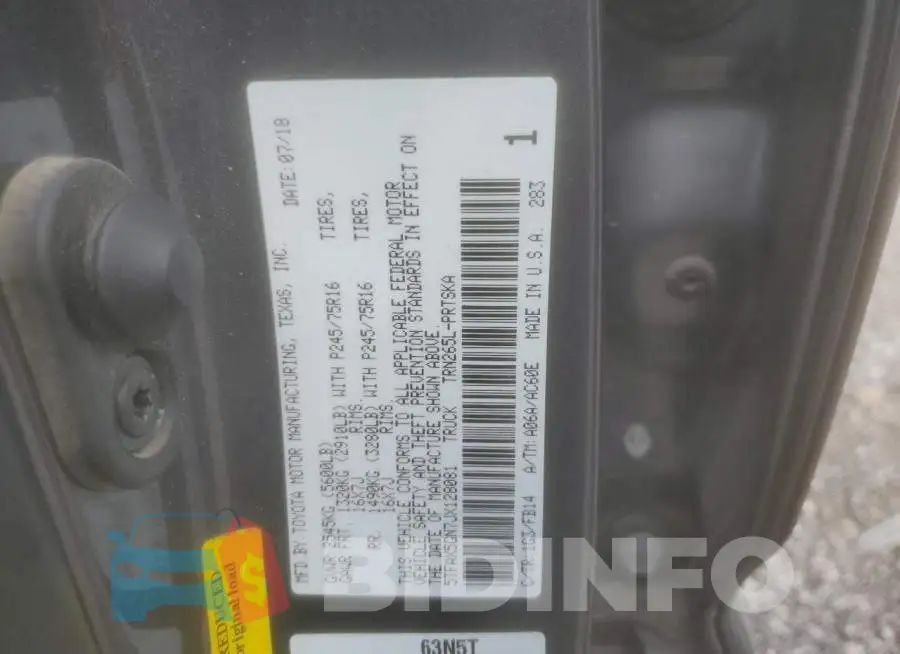 5TFAX5GN7JX128081 Photo# 12
