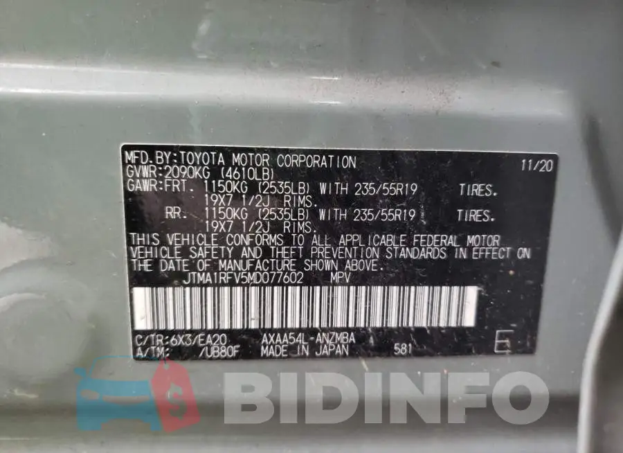 JTMA1RFV5MD077602 Photo# 13