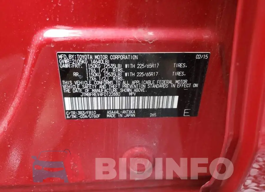 JTMBFREV4FD122880 Photo# 13