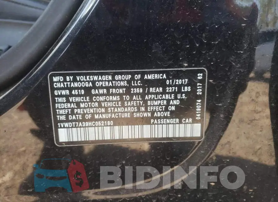 1VWDT7A39HC052180 Photo# 12