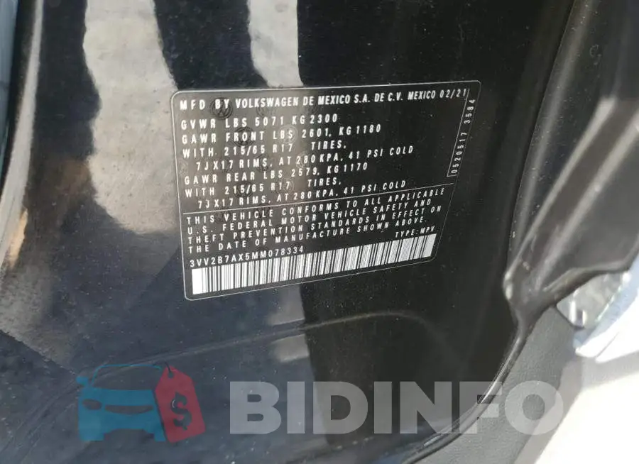 3VV2B7AX5MM078334 Photo# 13