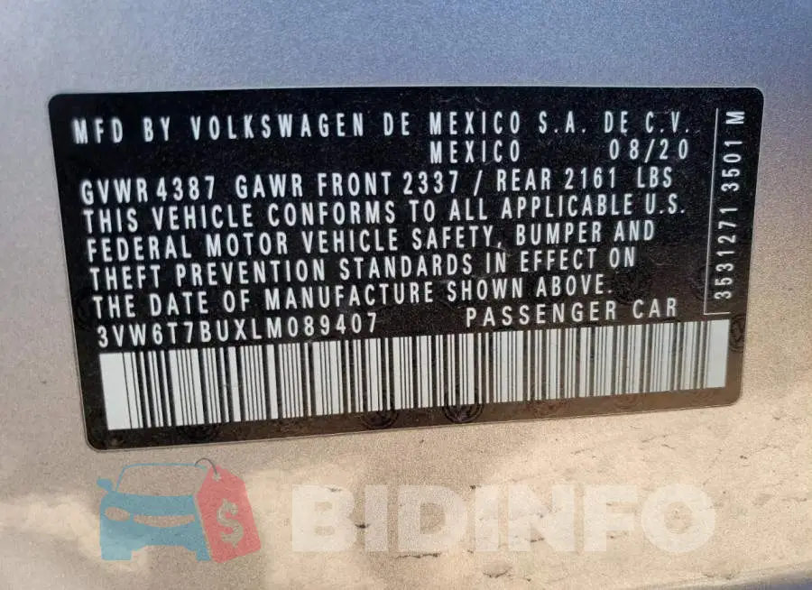 3VW6T7BUXLM089407 Photo# 12