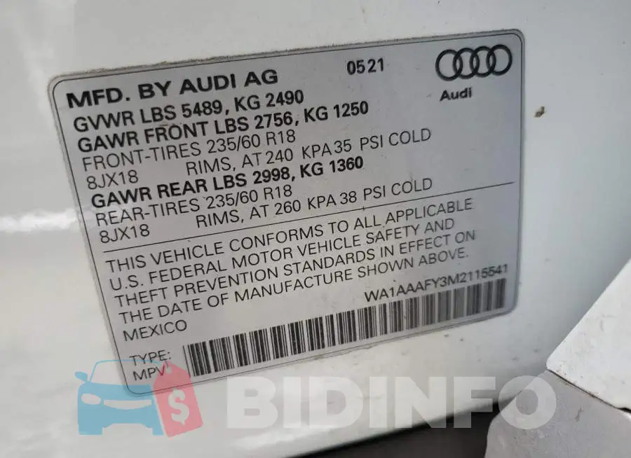 WA1AAAFY3M2115541 Photo# 13