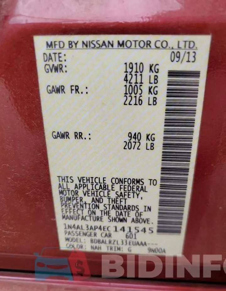 1N4AL3AP4EC141545 Photo# 12