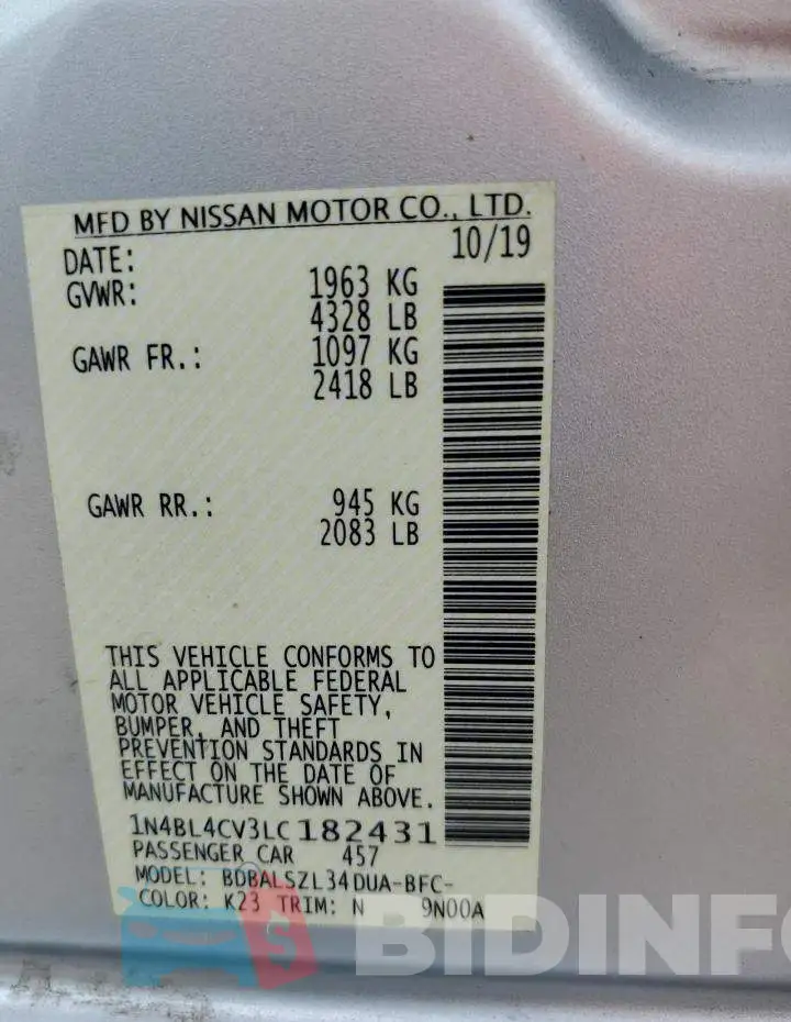 1N4BL4CV3LC182431 Photo# 12