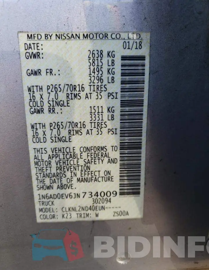 1N6AD0EV6JN734009 Photo# 12