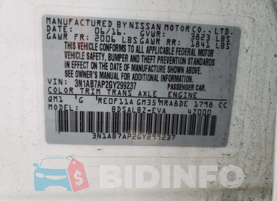 3N1AB7AP2GY299237 Photo# 12