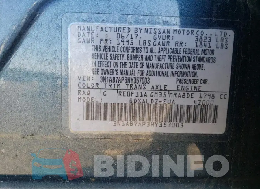 3N1AB7AP3HY357003 Photo# 13