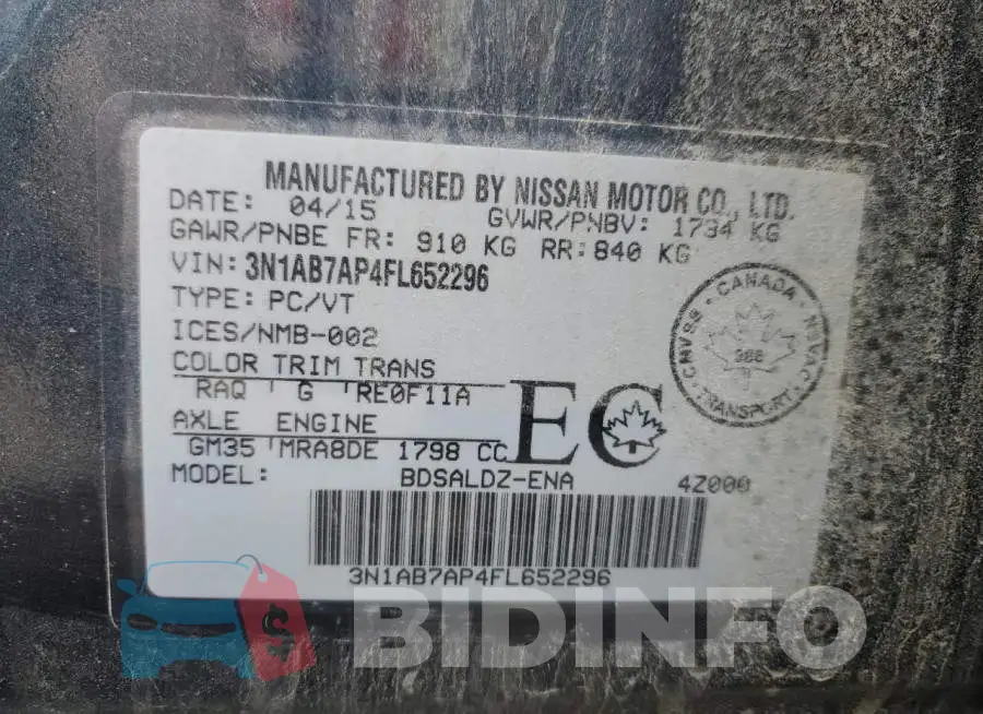 3N1AB7AP4FL652296 Photo# 12