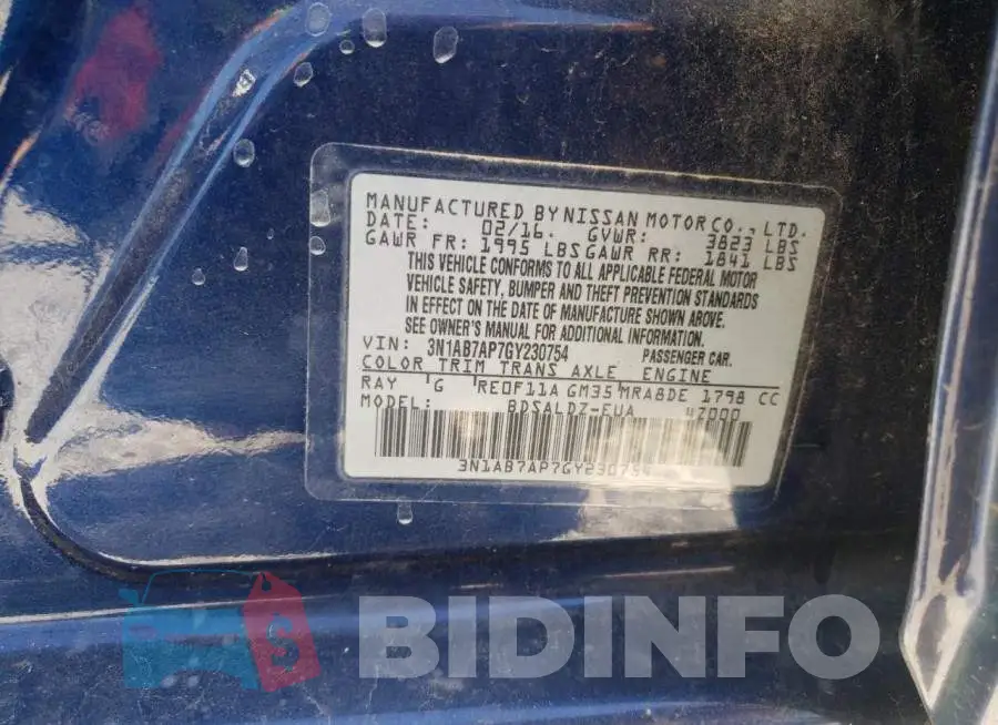 3N1AB7AP7GY230754 Photo# 12