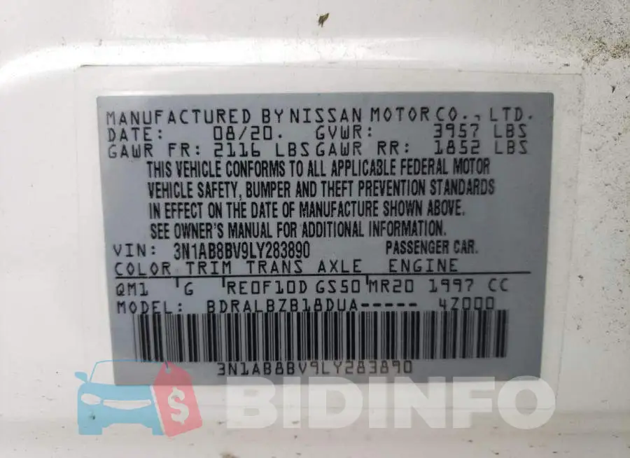 3N1AB8BV9LY283890 Photo# 13