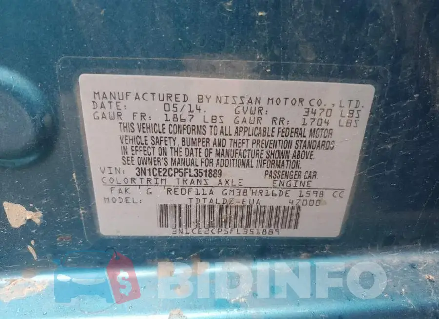 3N1CE2CP5FL351889 Photo# 12