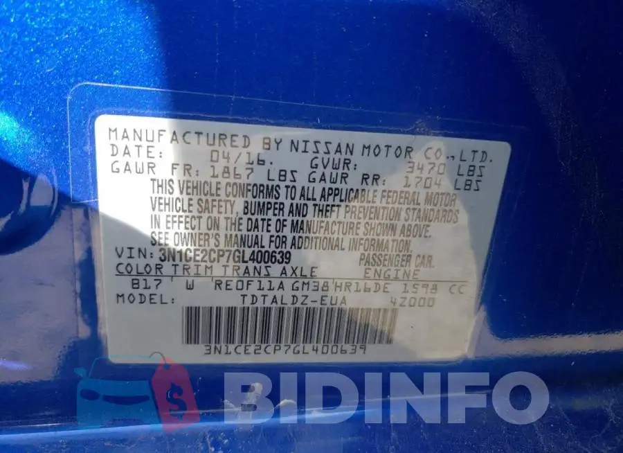 3N1CE2CP7GL400639 Photo# 12