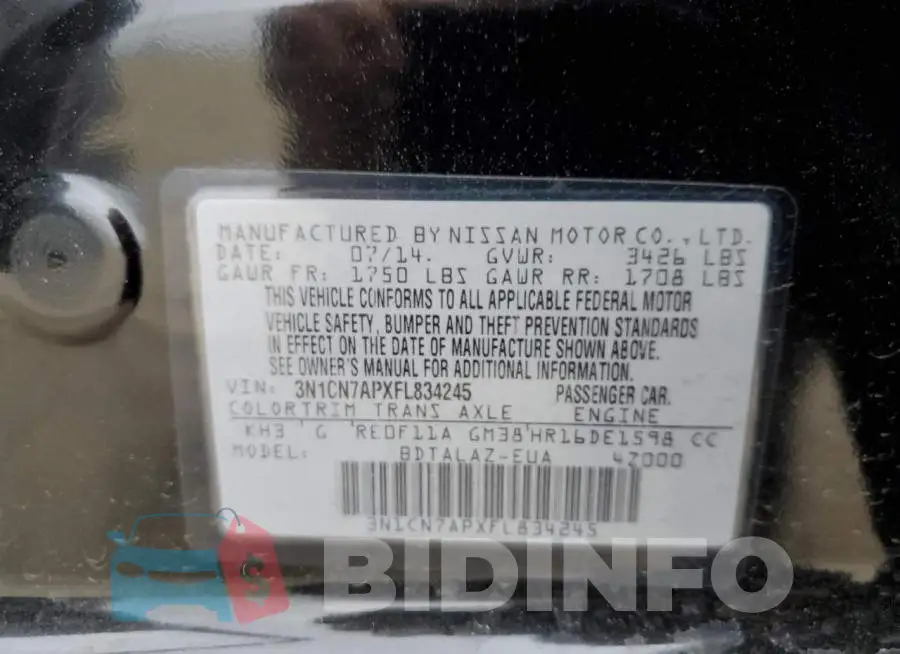 3N1CN7APXFL834245 Photo# 12