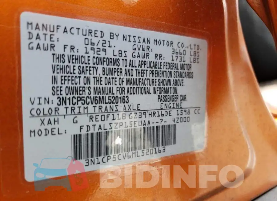 3N1CP5CV6ML520163 Photo# 13