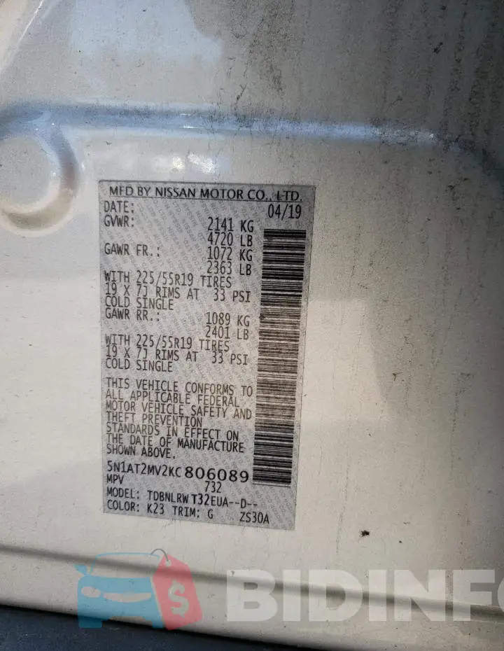 5N1AT2MV2KC806089 Photo# 13