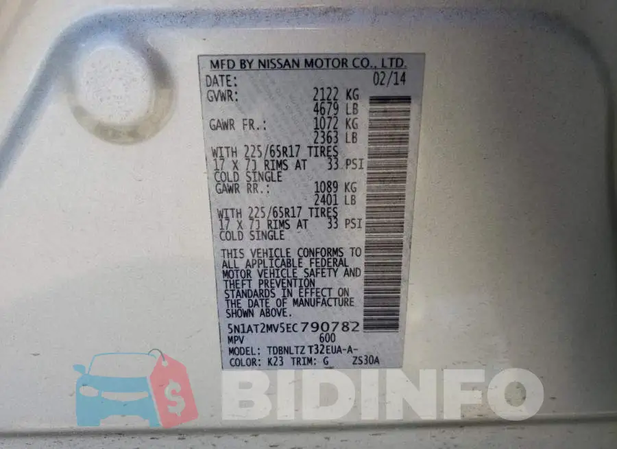 5N1AT2MV5EC790782 Photo# 13
