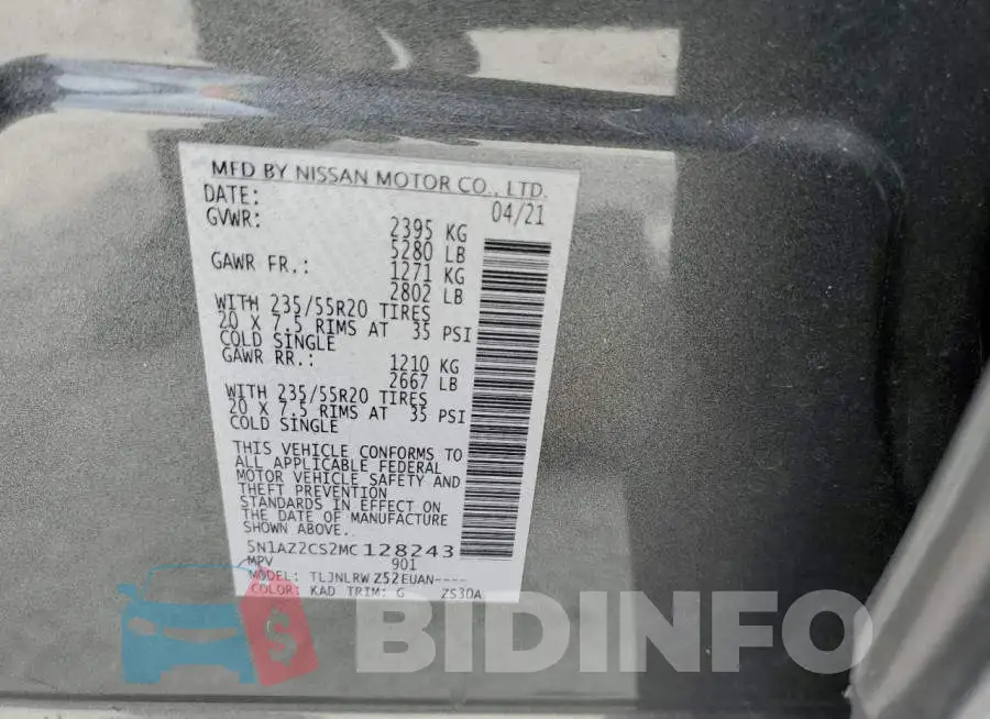 5N1AZ2CS2MC128243 Photo# 12