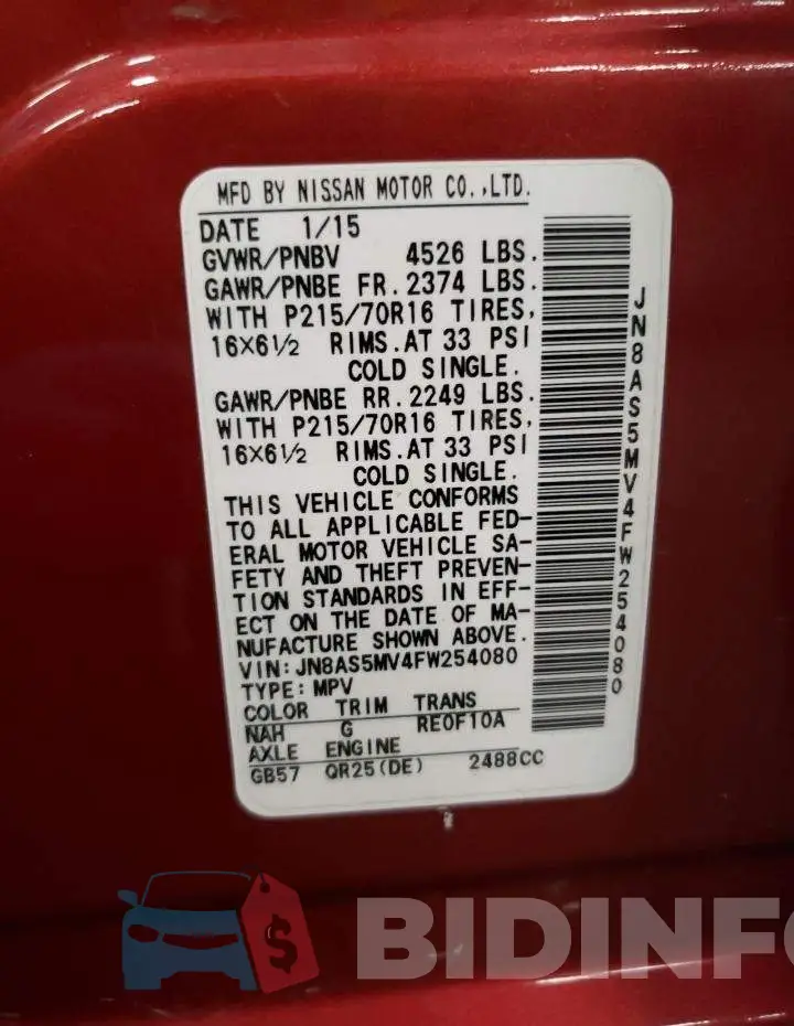 JN8AS5MV4FW254080 Photo# 13