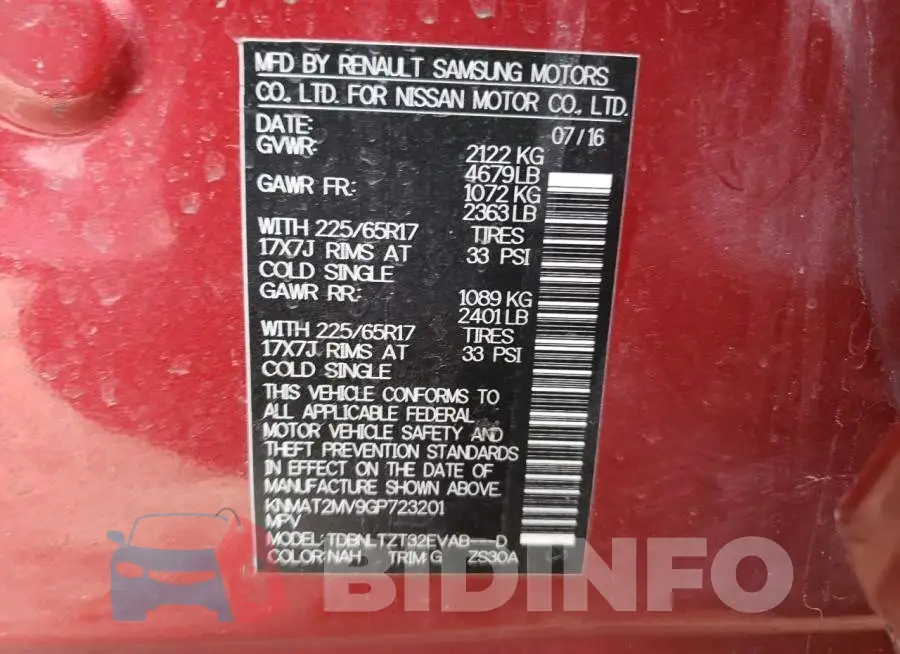 KNMAT2MV9GP723201 Photo# 12