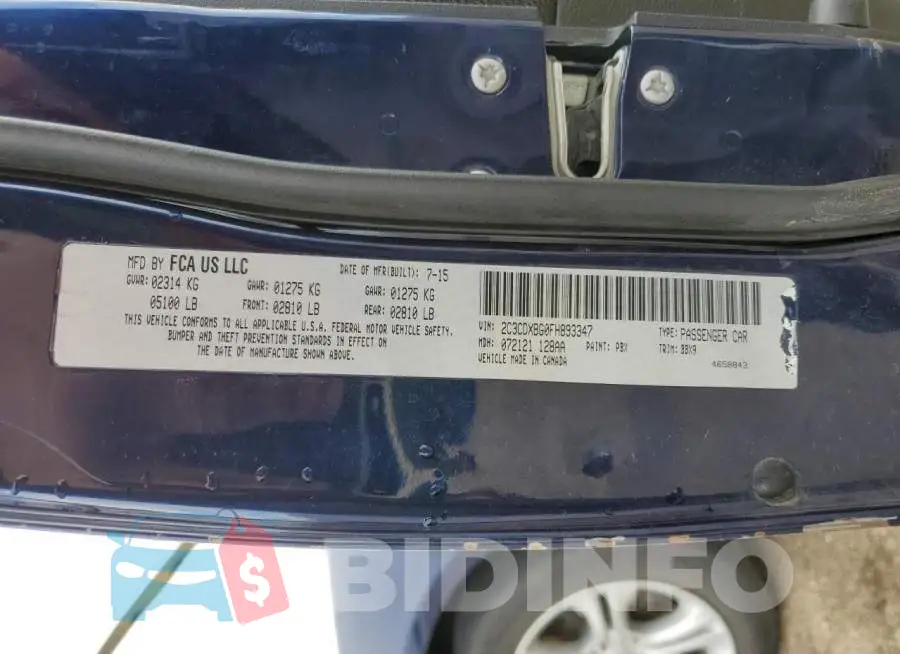 2C3CDXBG0FH893347 Photo# 12
