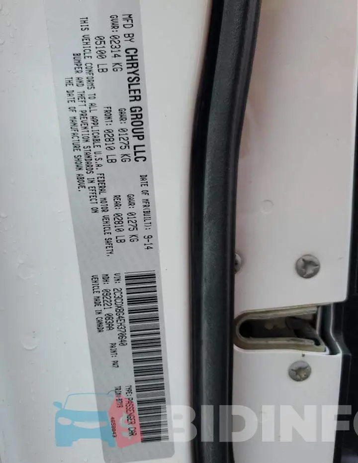 2C3CDXBG4EH370640 Photo# 12