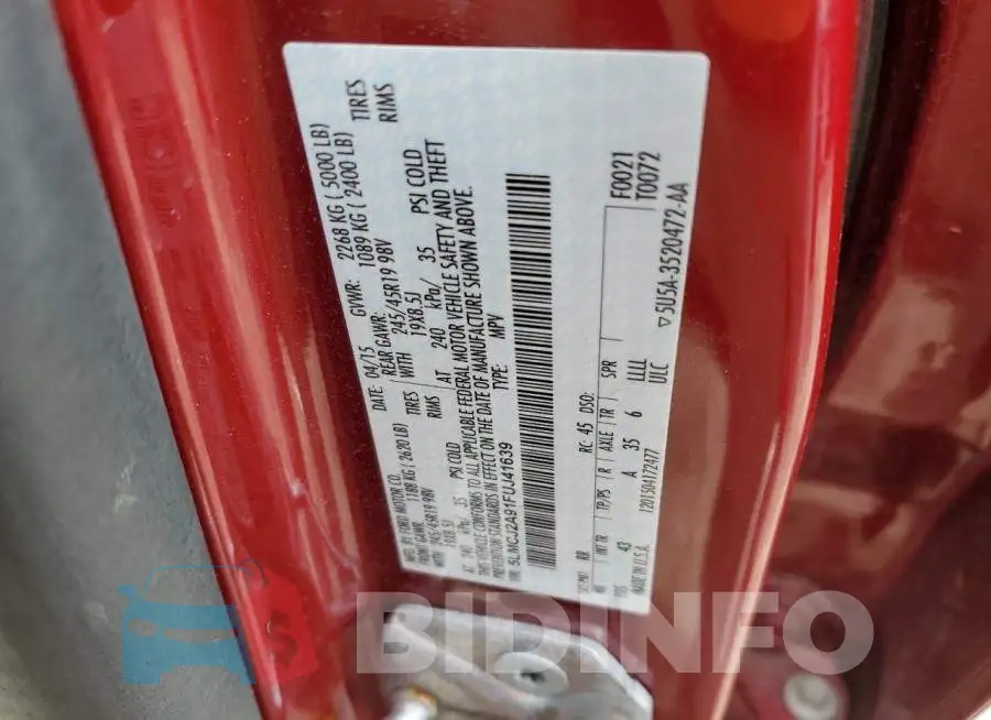 5LMCJ2A91FUJ41639 Photo# 13